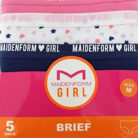 ⭐️ MAIDENFORM GIRL 5‑Pack Briefs Soft Cotton Underwear - Girls M (7/8) - NWT - Picture 9 of 11